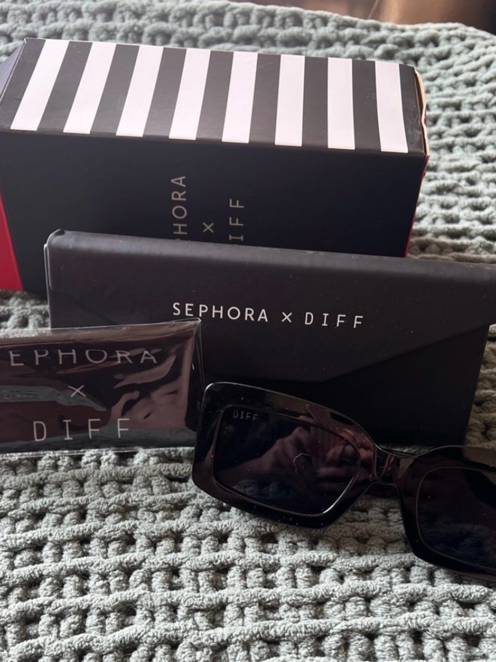 Diff Eyewear x Sephora Black Rectangular Sunglasses